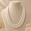 Natural Rice Pearl 3 Layer Necklace