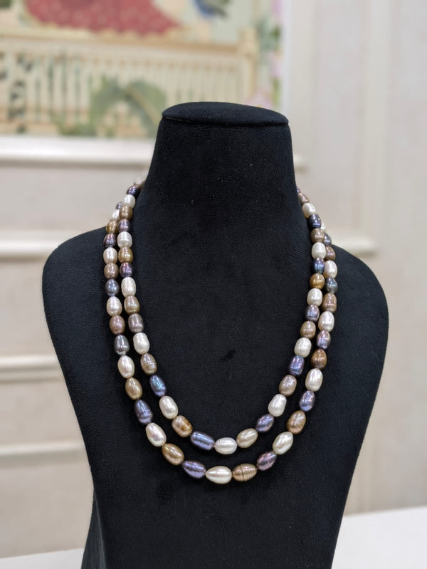 Two Layer Multi Colour Pearl Necklace