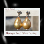 Golden Baroque Pearl Drop Earrings