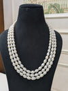 Natural Rice Pearl 3 Layer Necklace