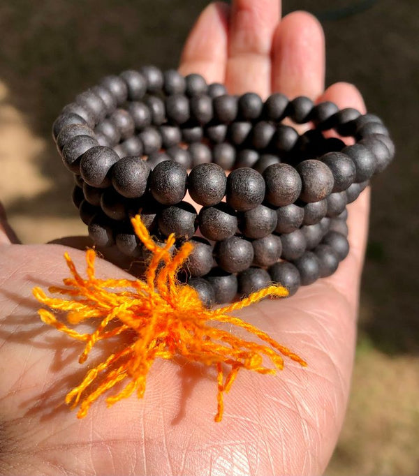 108+1 Beads Natural Black Ebony bead Karungali Jaap Mala (8MM)