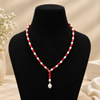Pearl &Coral Y Necklace