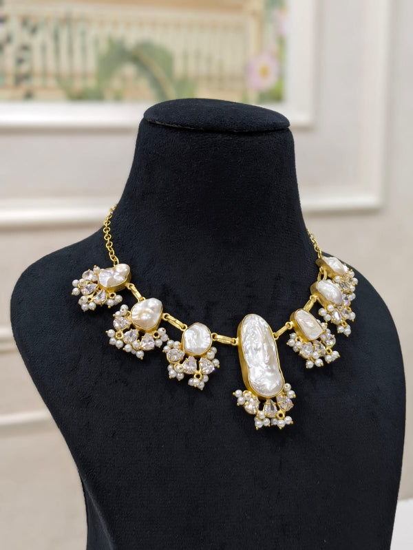 Modern Baroque Pearl Collar Necklace Set