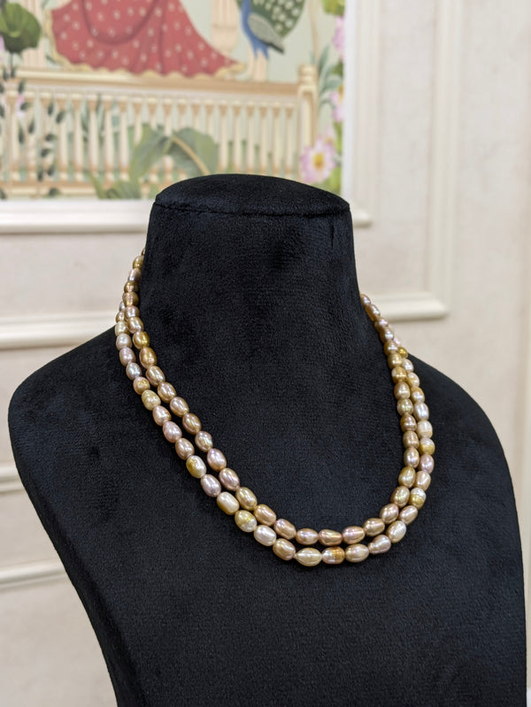 Yellow Rice Pearl Necklace | Freshwater Pearls | Elegant Minimalist Jewelry