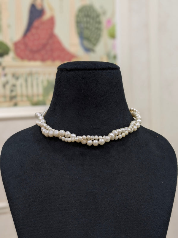 Twisted Round Pearl Necklace | Freshwater Pearls | Elegant Statement Jewelry