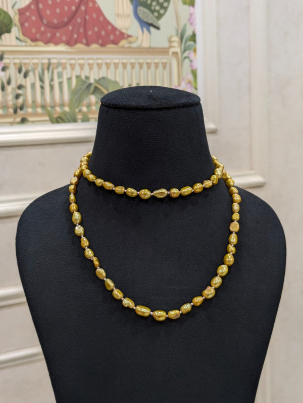 Yellow keshi pearl necklace