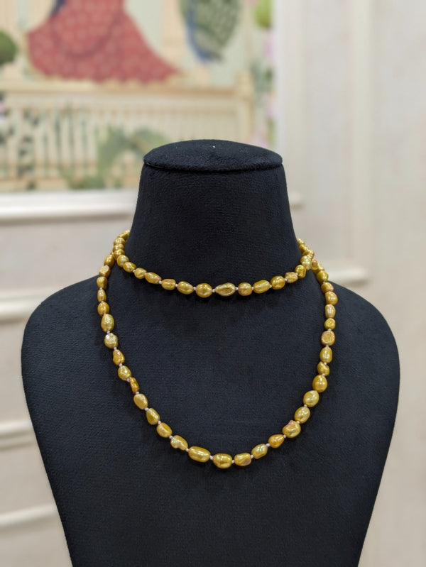 Yellow keshi pearl necklace