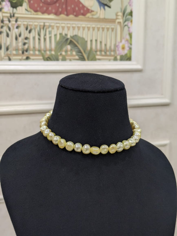 Yellow Unshaped tumble Pearl Necklace
