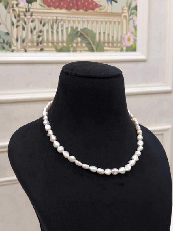 White Keshi Pearl Necklace