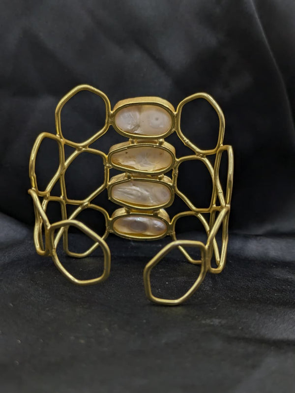 Freshwater Pearl Cuff Bracelet With a Geometric Design Bracelet For Women & Girls | Gift For Her