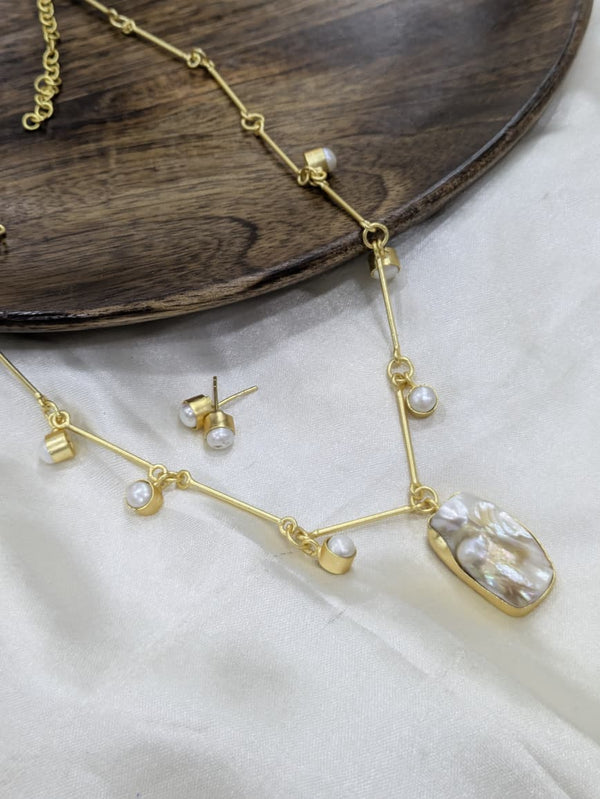 Freshwater Pearl Necklace Set With Stud Earrings For Women & Girls | Gift For Her