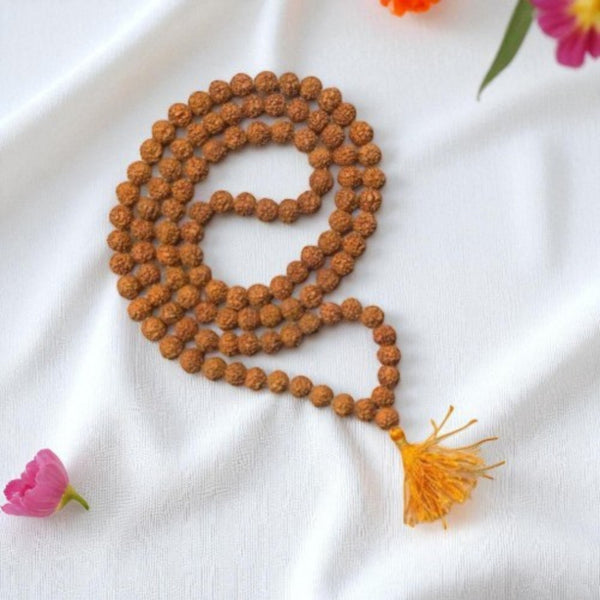 108+1 Beads Natural 5 Mukhi Rudraksha Jaap Mala For Men & Women (6MM)