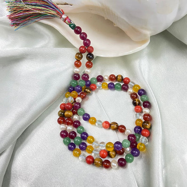 108+3 Beads Natural Navratan jaap mala For Men & Women (8MM)