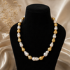 Golden White Baroque Pearl Necklace