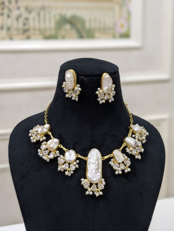Modern Baroque Pearl Collar Necklace Set
