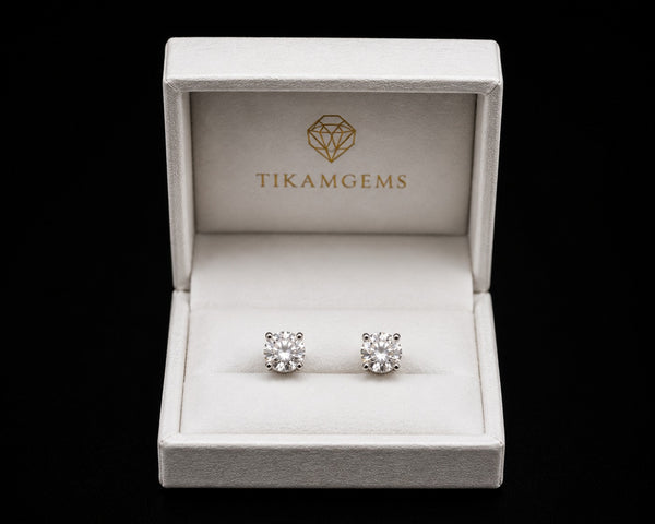 Sparkling Round Moissanite Stud Earrings