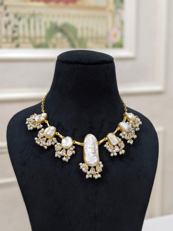 Modern Baroque Pearl Collar Necklace Set
