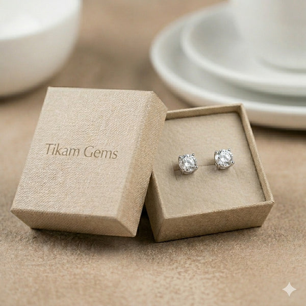 Sparkling Round Moissanite Stud Earrings