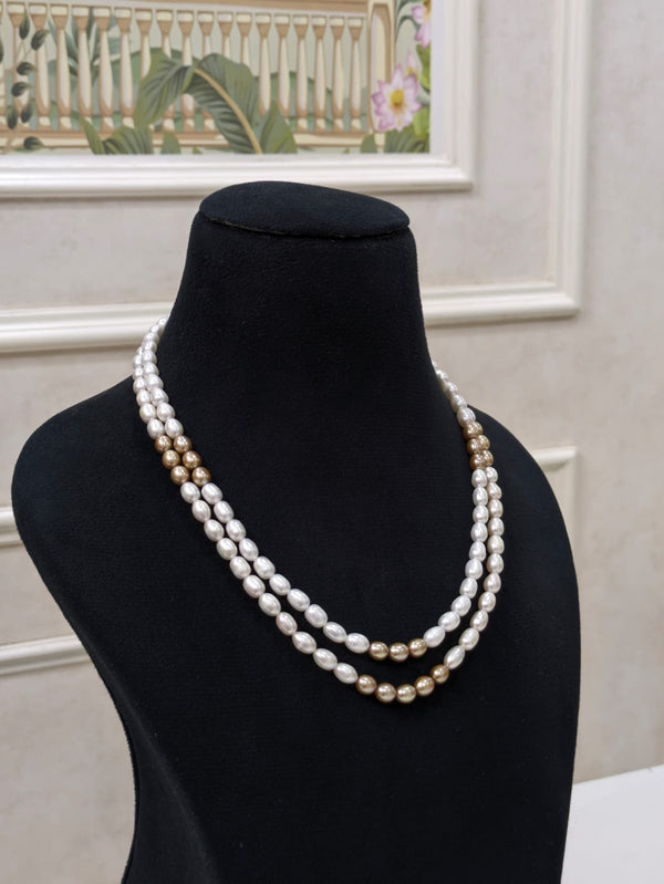 Minimalist Two Strand Pearl Necklace – Freshwater Pearls