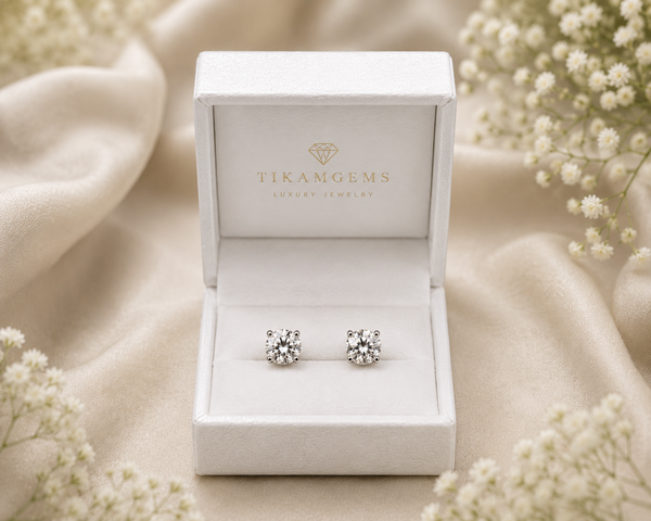 Sparkling Round Moissanite Stud Earrings