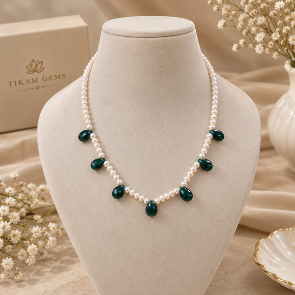 Pearl & Green Onyx Necklace