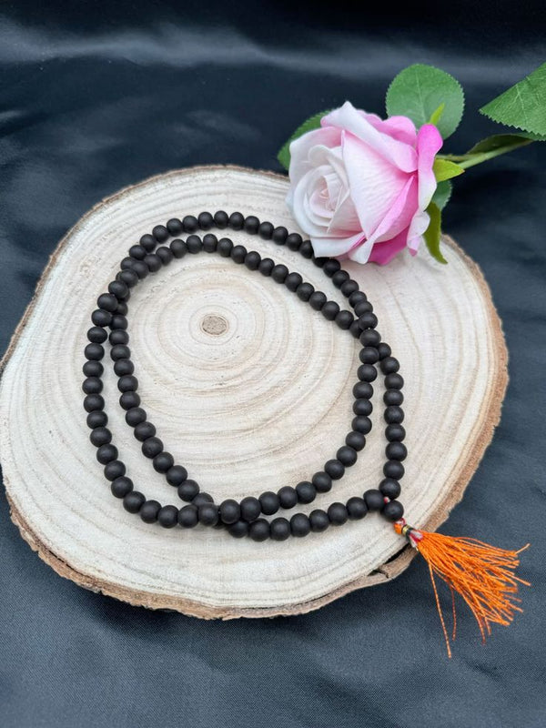 108+1 Beads Natural Black Ebony bead Karungali Jaap Mala (8MM)