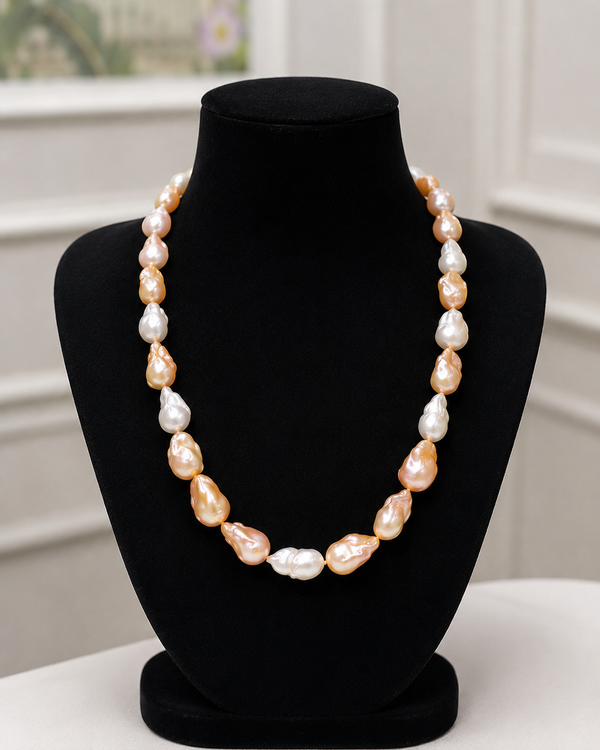 Peach Baroque Pearl Necklace