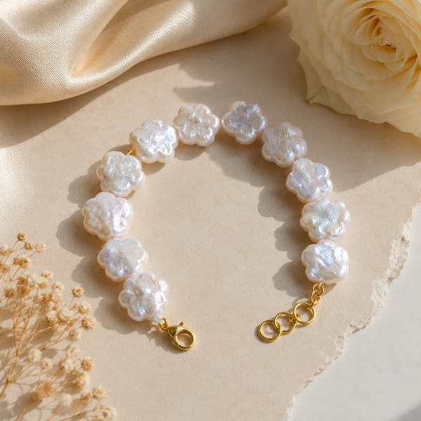 Flower Shape Baroque Freshwater Pearl Bracelet