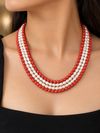 Coral & Freshwater Pearl 4 Layer Necklace