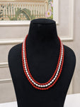 ElegantPearl & Taiwan Coral 3 Layered Necklace