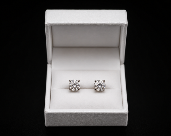 Sparkling Round Moissanite Stud Earrings