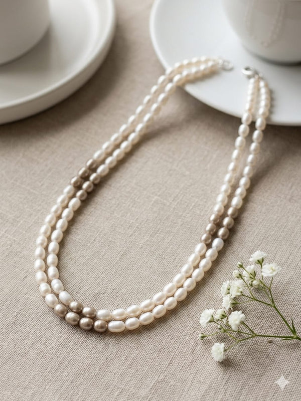 Minimalist Two Strand Pearl Necklace – Freshwater Pearls