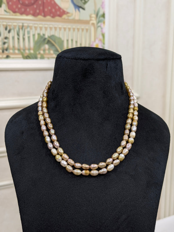 Yellow Rice Pearl Necklace | Freshwater Pearls | Elegant Minimalist Jewelry