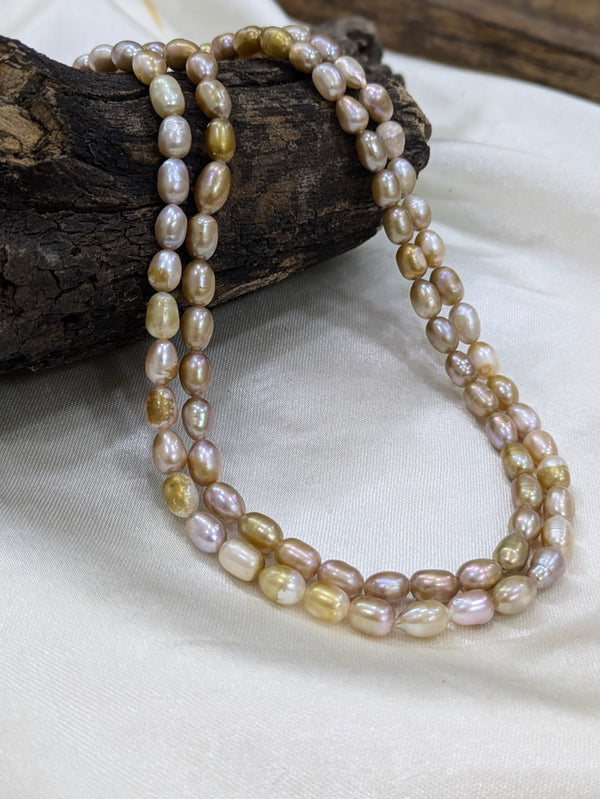 Yellow Rice Pearl Necklace | Freshwater Pearls | Elegant Minimalist Jewelry