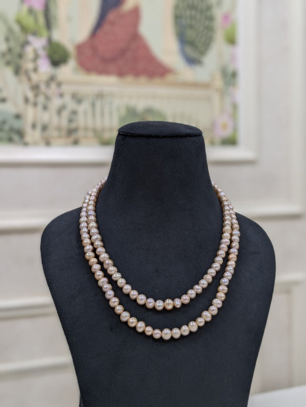 Pink 2 Layer Round Pearl Necklace