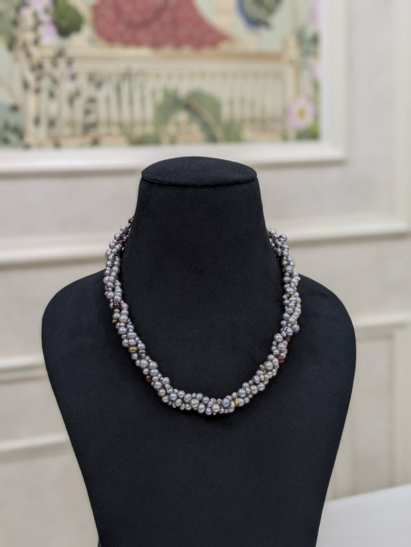 Gray Malti Layer Necklace Baroque
