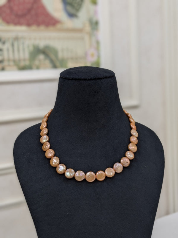 Orange Coin Pearl Necklace