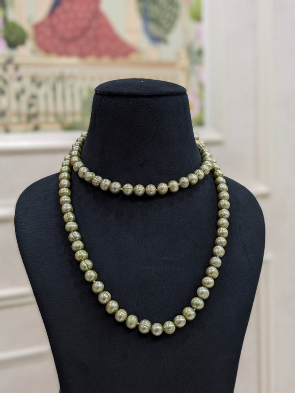 Green 2 Layer Round Pearl Necklace