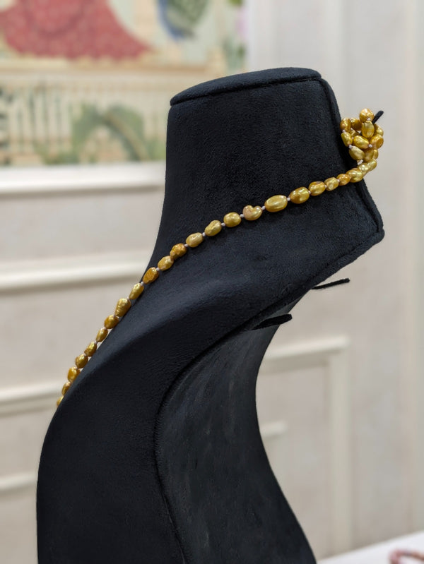 Yellow keshi pearl necklace