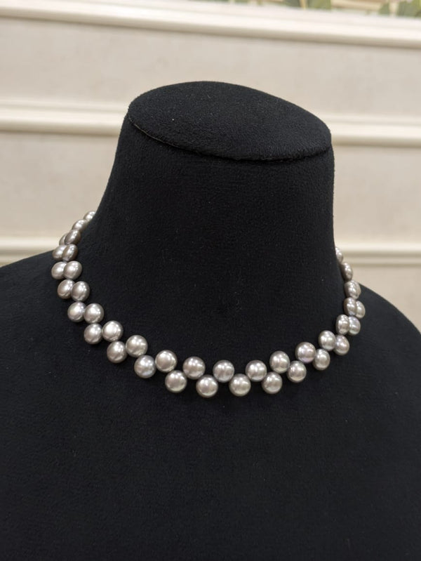 Gray Half Round Fancy Shape Pearl Necklace