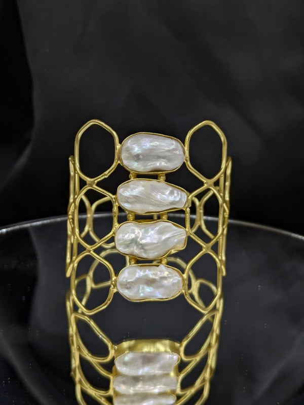 Freshwater Pearl Cuff Bracelet With a Geometric Design Bracelet For Women & Girls | Gift For Her