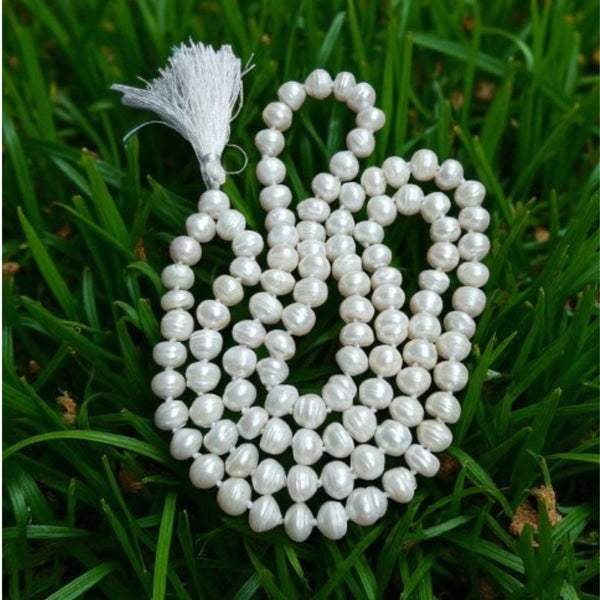 108+1 Beads Natural Freshwater Round Pearl Jaap Mala For Men & Women (8MM)