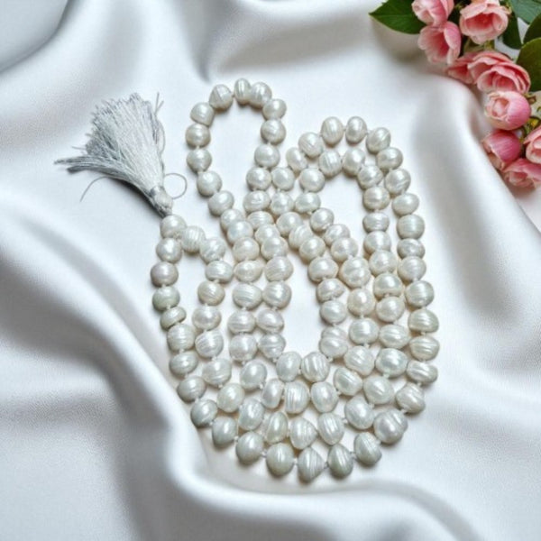 108+1 Beads Natural Freshwater Round Pearl Jaap Mala For Men & Women (5MM)