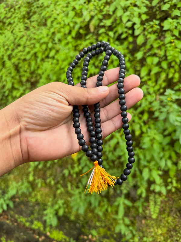 108+1 Beads Natural Black Ebony bead Karungali Jaap Mala (8MM)