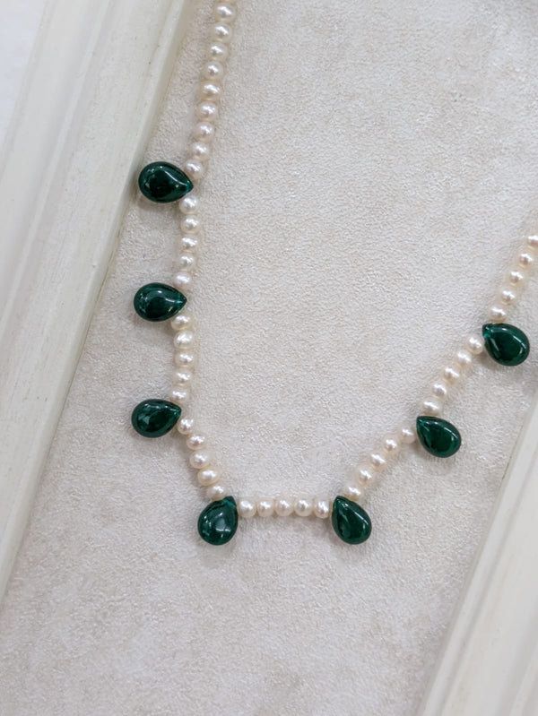 Pearl & Green Onyx Necklace