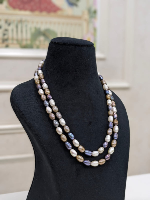 Two Layer Multi Colour Pearl Necklace