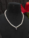Freshwater Pearl Necklace with Purple Pearl Drop Pendant