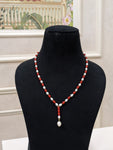 Pearl &Coral Y Necklace