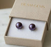 Purple Pearl Stud Earrings - Gift for Her