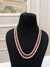 Pearl & Taiwan Coral 3 Layered Necklace